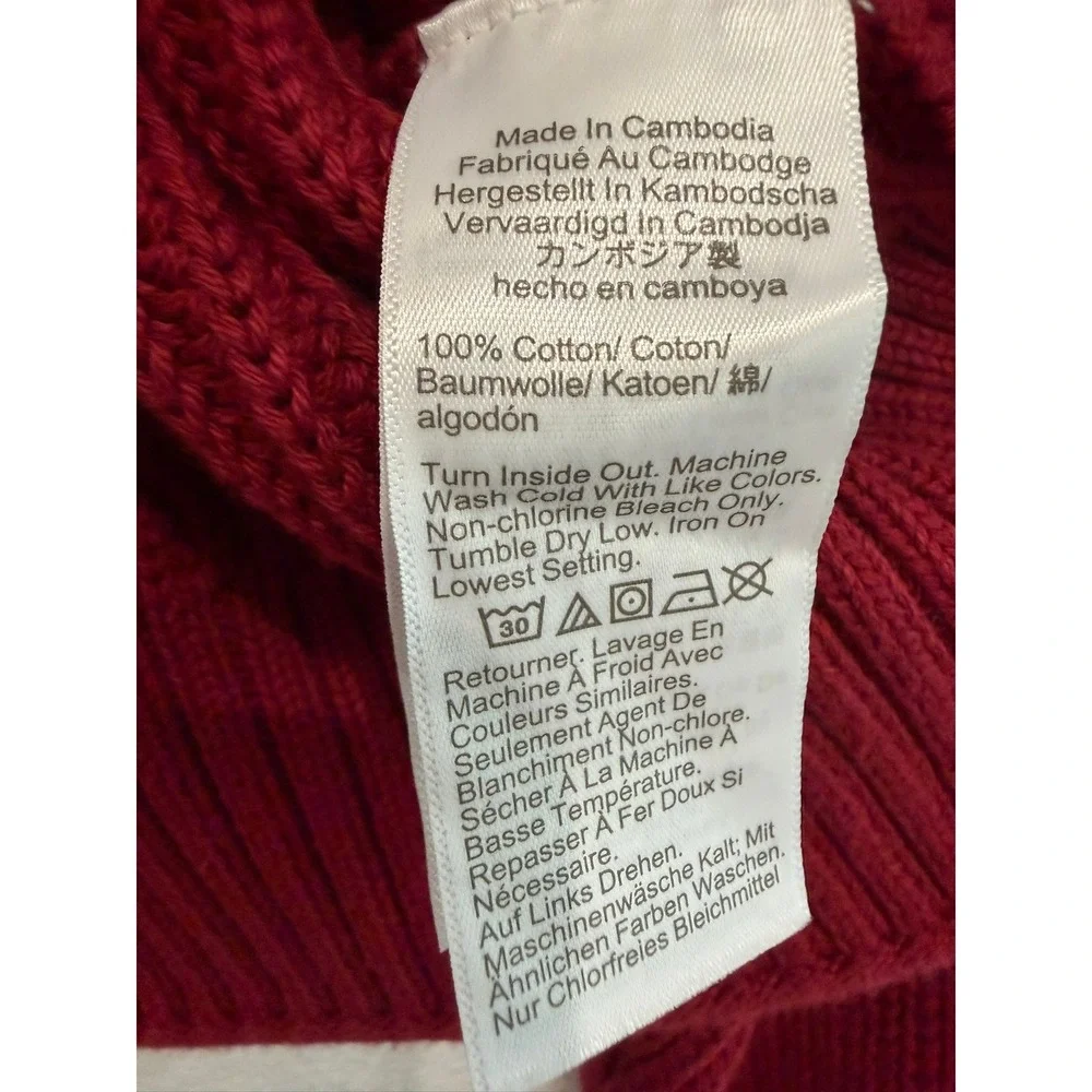 J.Crew Womens Burgundy Cotton Fisherman Sweater Gold Crest Button XL New - Picture 6 of 6